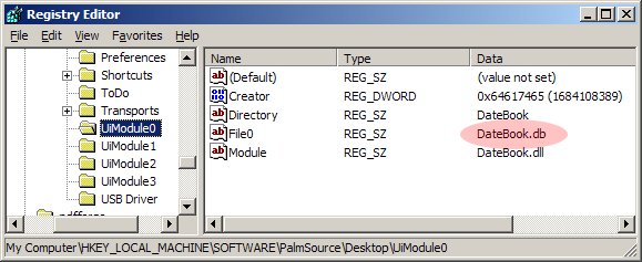Palm Desktop 6.2 registry fix